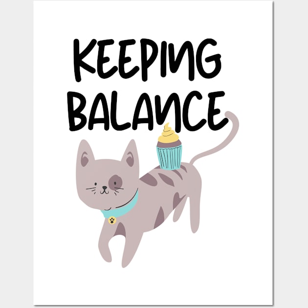 Keeping Balance Cute Cat Wall Art by FunnyStylesShop